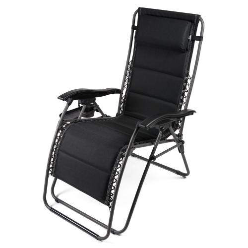 Foldable and adjustable travel chair, 150 kg capacity, black