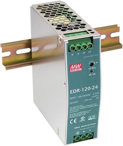 EDR-120-24,24V/5A/120W, POWER SUPPLY - MEANWELL