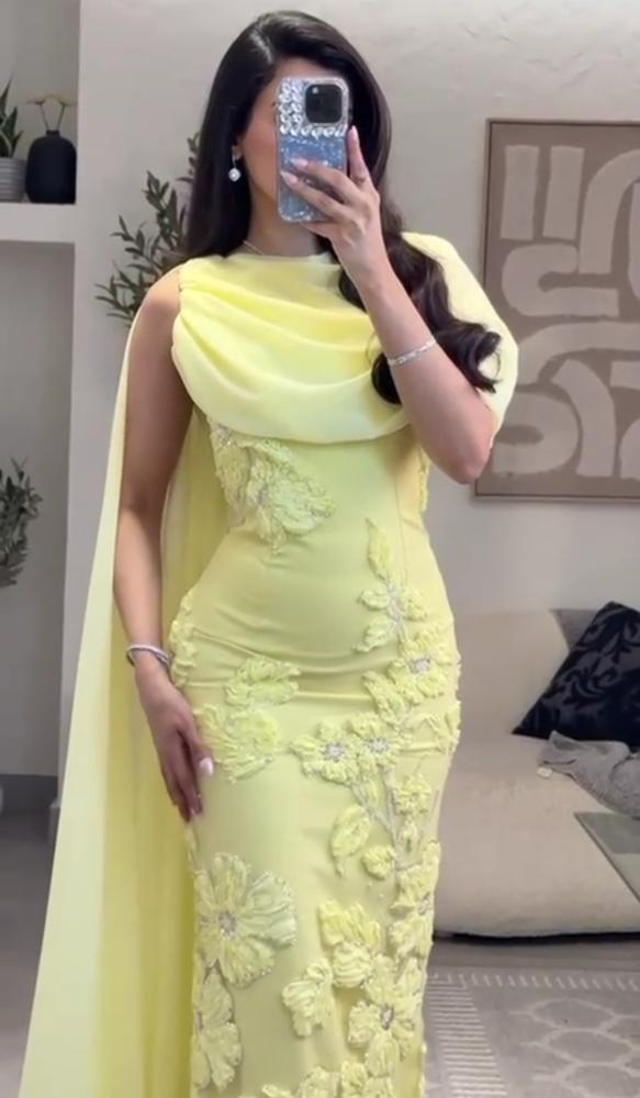 فستان سهره ليموني ناعم