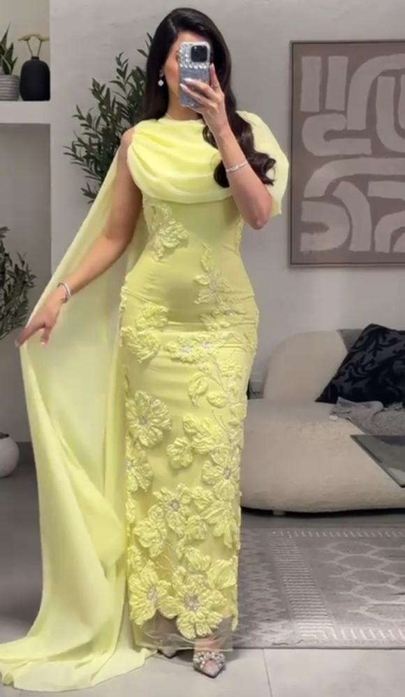 فستان سهره ليموني ناعم