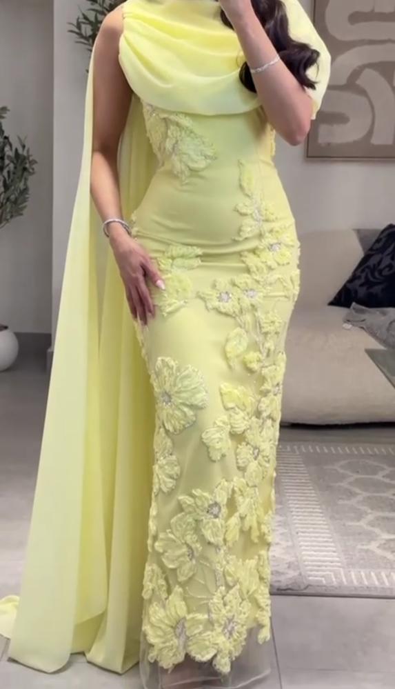 فستان سهره ليموني ناعم