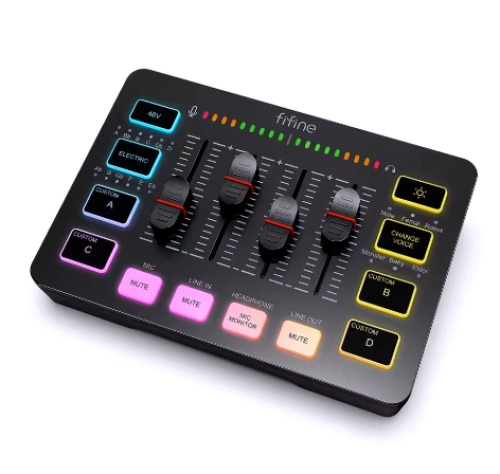 خلاط USB للألعاب من FIFINE مع واجهة ميكروفون XLR ذ...
