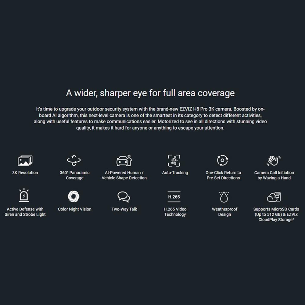 EZVIZ H8 Pro 3K 5MP Outdoor Pan & Tilt WiFi Camera Smart Home Security