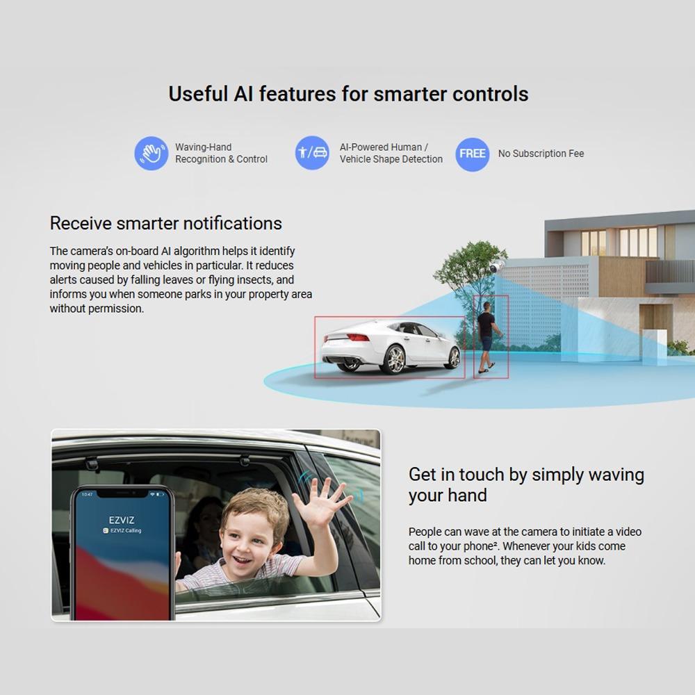 EZVIZ H3 5MP 3K Outdoor Smart Wi-Fi Camera Color Night Vision AI Human Detection IP67 Weatherproof