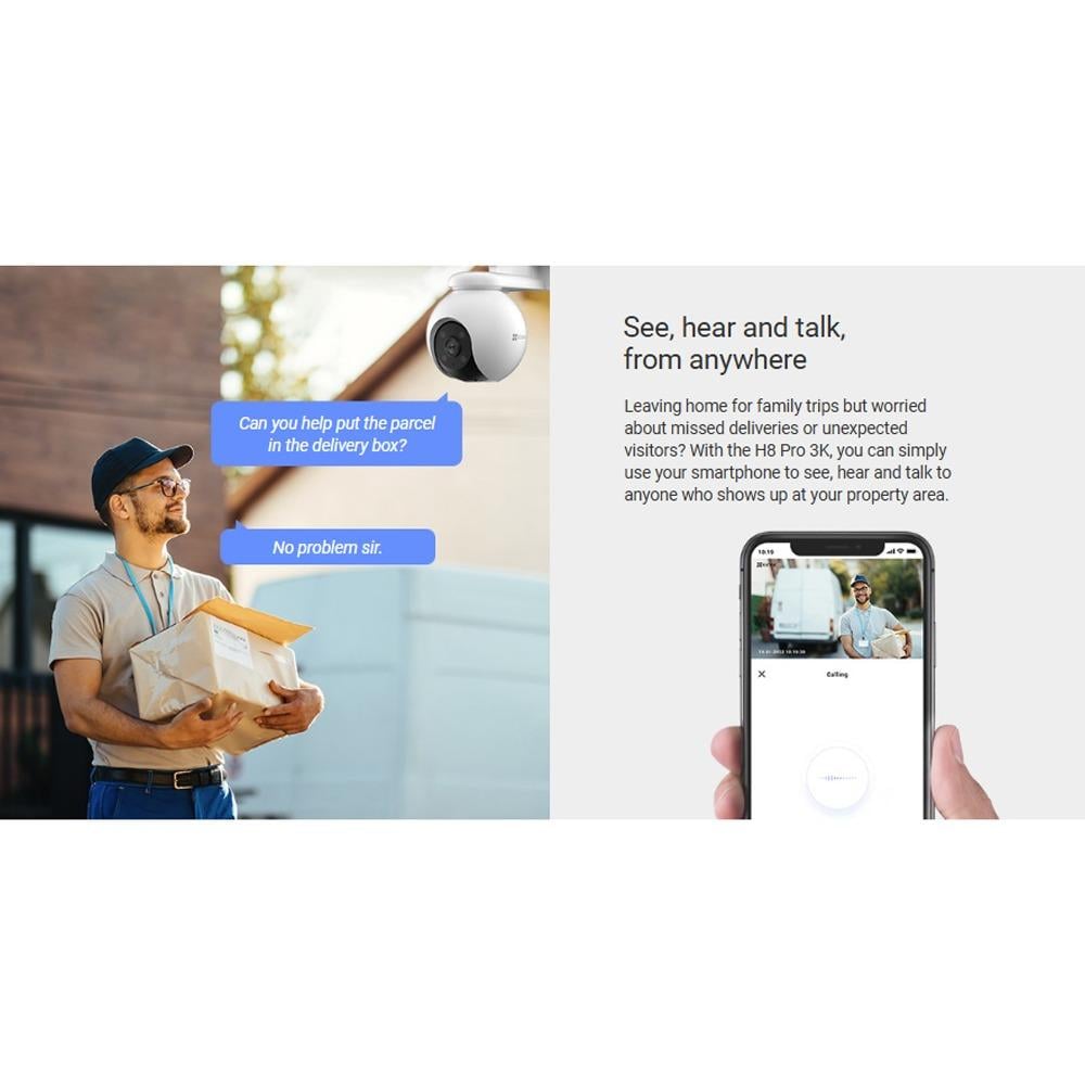 EZVIZ H8 Pro 3K 5MP Outdoor Pan & Tilt WiFi Camera Smart Home Security