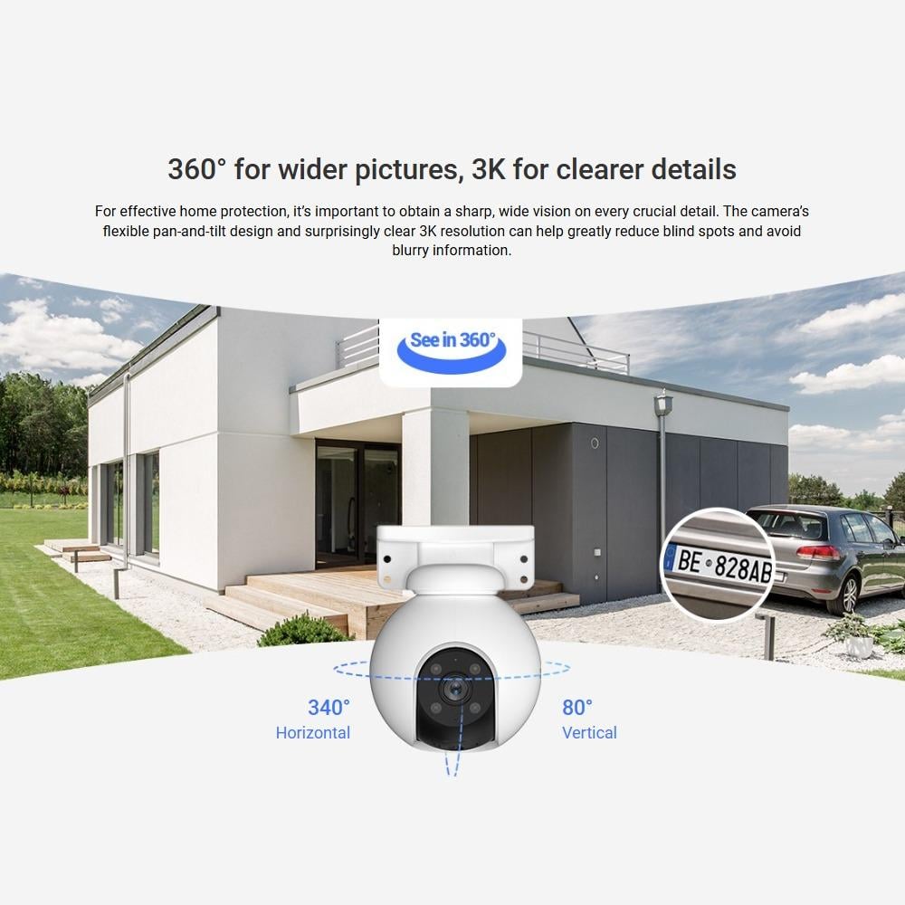 EZVIZ H8 Pro 3K 5MP Outdoor Pan & Tilt WiFi Camera Smart Home Security
