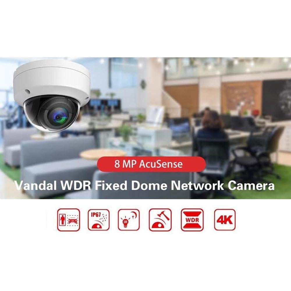 كاميرا هيكفيجن DS-2CD2183G2-LI/I بدقة 8 ميجابكسل أكيوسنس ثابتة القبة للشبكات – تقنية WDR، وكشف الأشخاص والمركبات