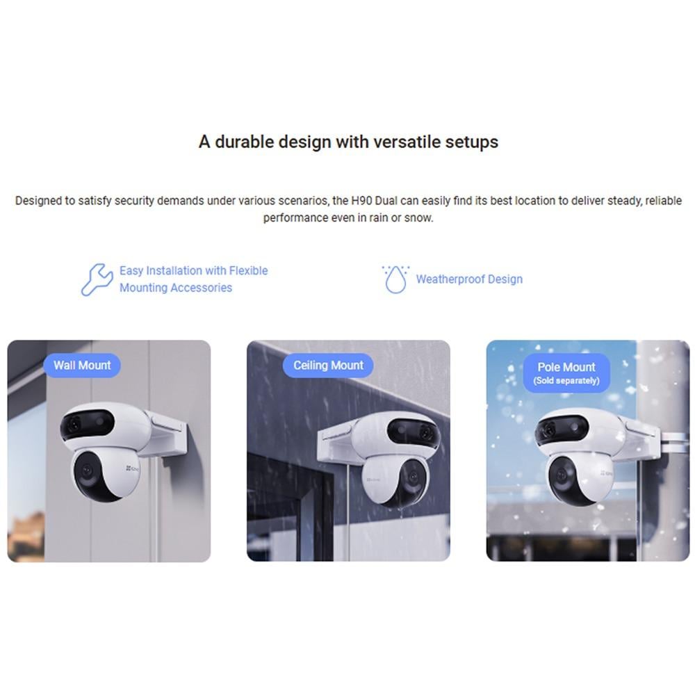 EZVIZ H90 Dual 2K⁺ – Dual‑Lens Pan & Tilt Outdoor Camera
