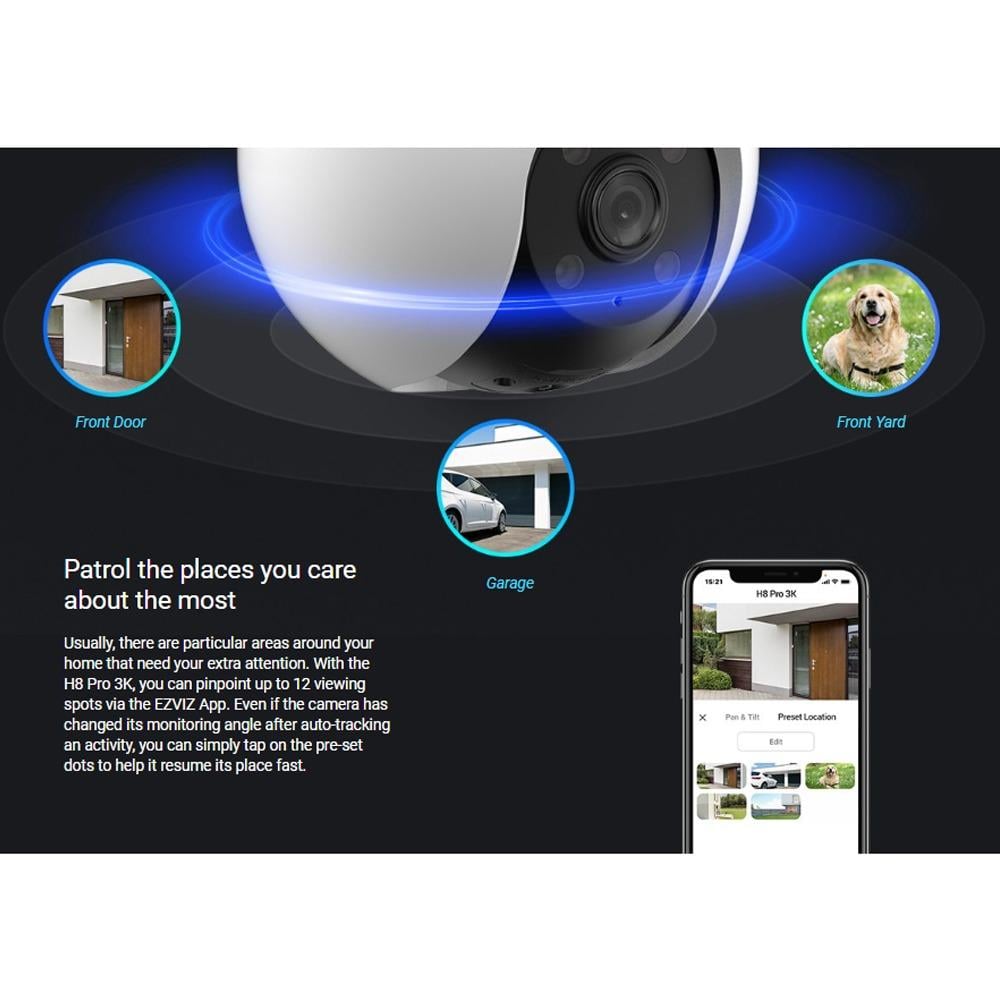 EZVIZ H8 Pro 3K 5MP Outdoor Pan & Tilt WiFi Camera Smart Home Security