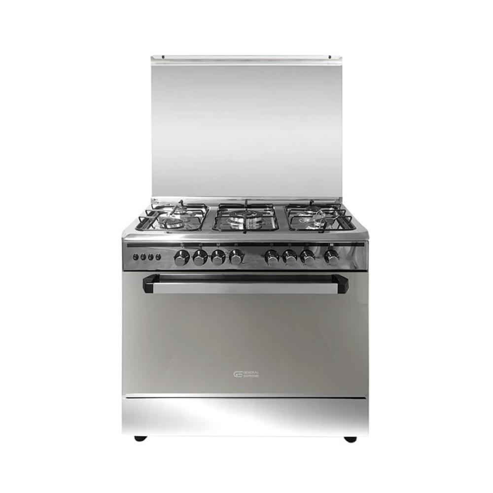 موقد طبخ جنرال سوبريم  غاز مقاس 80*60 سم 5 شعلات غاز امان كامل ستيل GS8650FS