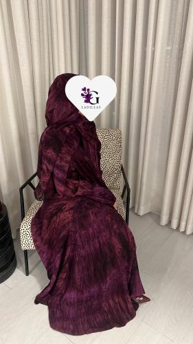 عبايه شيفون مبطنه مع طرحه شيفون