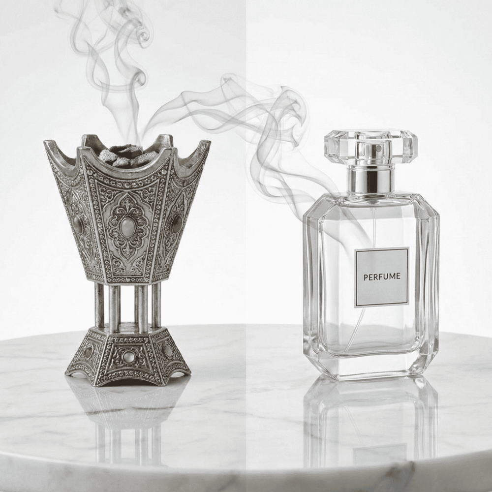 فن "التبخير" والطبقات: دليلك لدمج دهن العود مع العطور الفرنسية لاستقبال عيد الفطر.