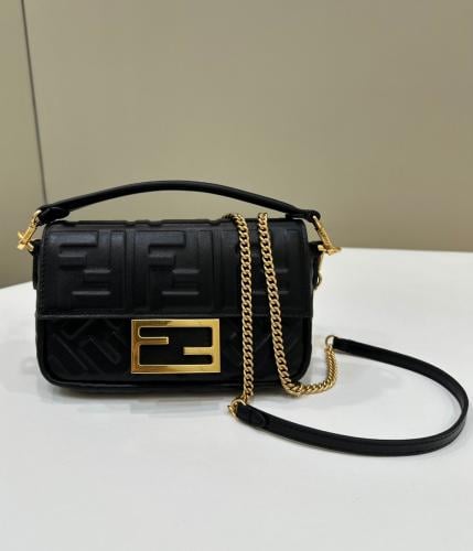 FENDI mini baguette black leather