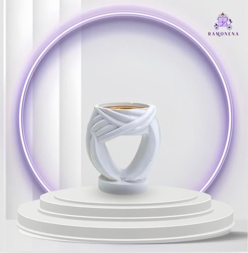 مبخره سيراميك ابيض بخطوط منحنيه (درزن)