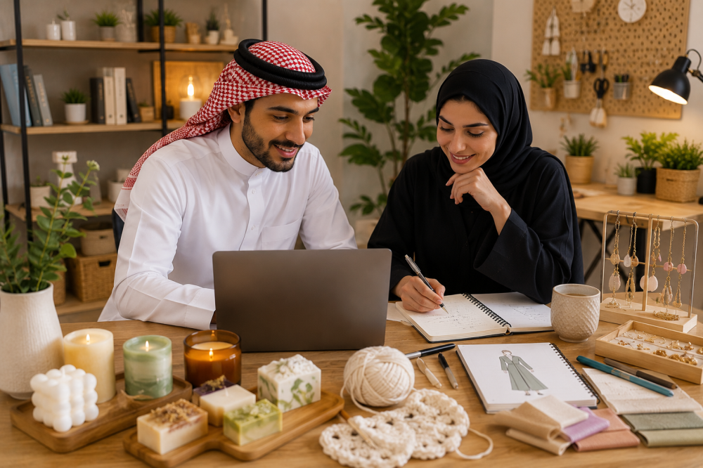 رجل وامرأة يخططان لمشروع منزلي ناجح