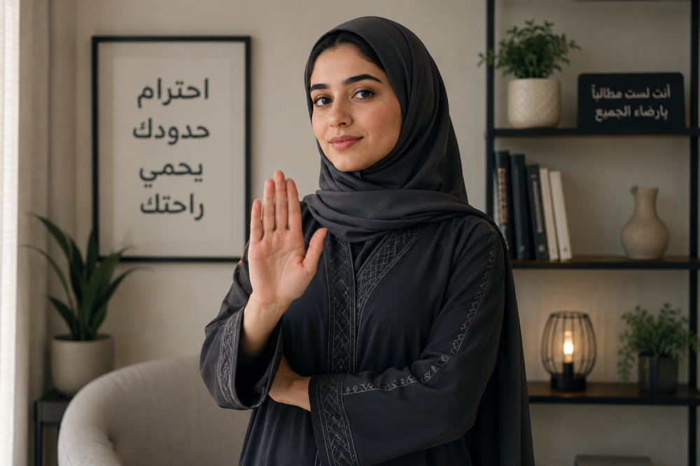 امرأة واثقة تضع حدودًا صحية مع الآخرين دون شعور بالذنب