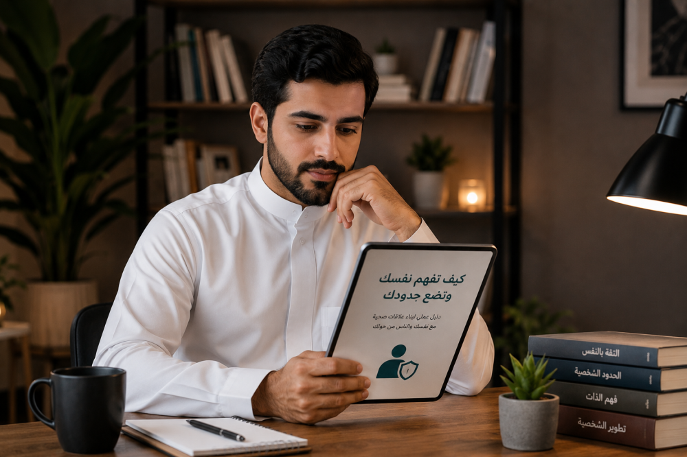 رجل يراجع خطوات فهم ذاته وبناء حدود صحية في حياته
