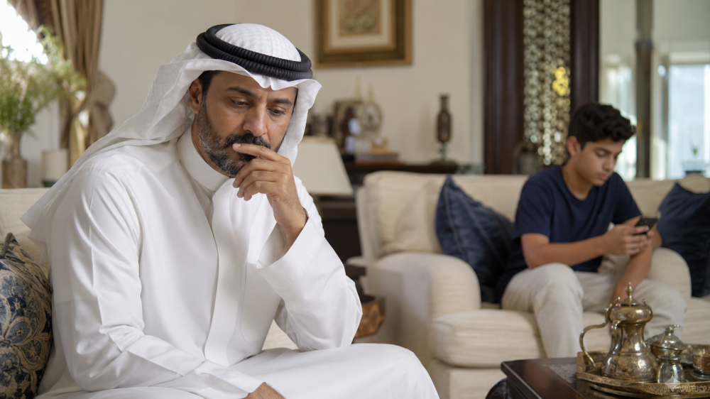 أب يفكر في تحسين علاقته بابنه المراهق