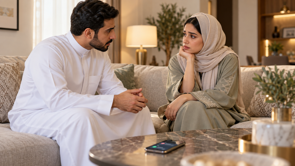 زوجان يناقشان خصوصية خلافاتهما وحدود تدخل الأهل