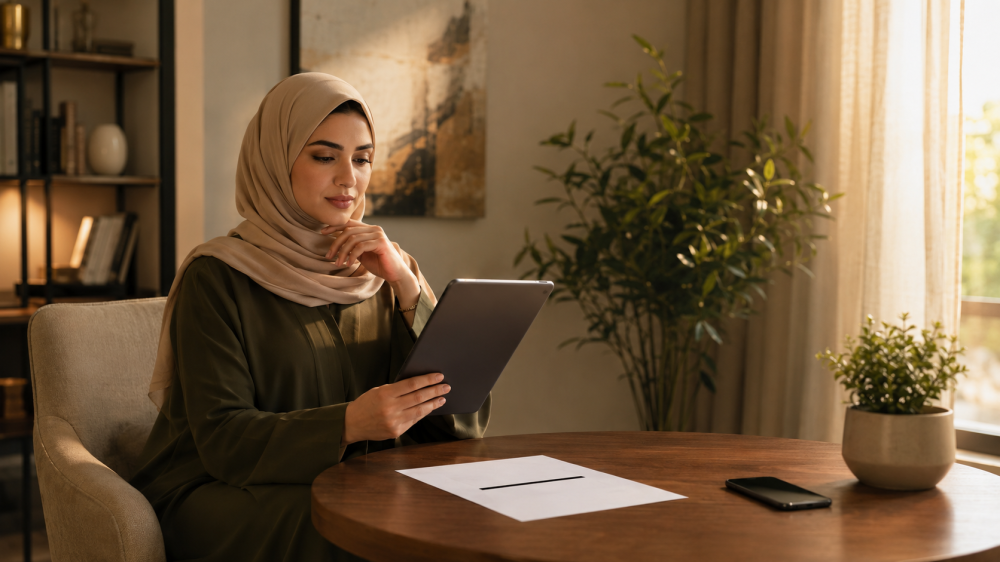 امرأة تقرأ كتابًا عن حماية النفس من الاستغلال