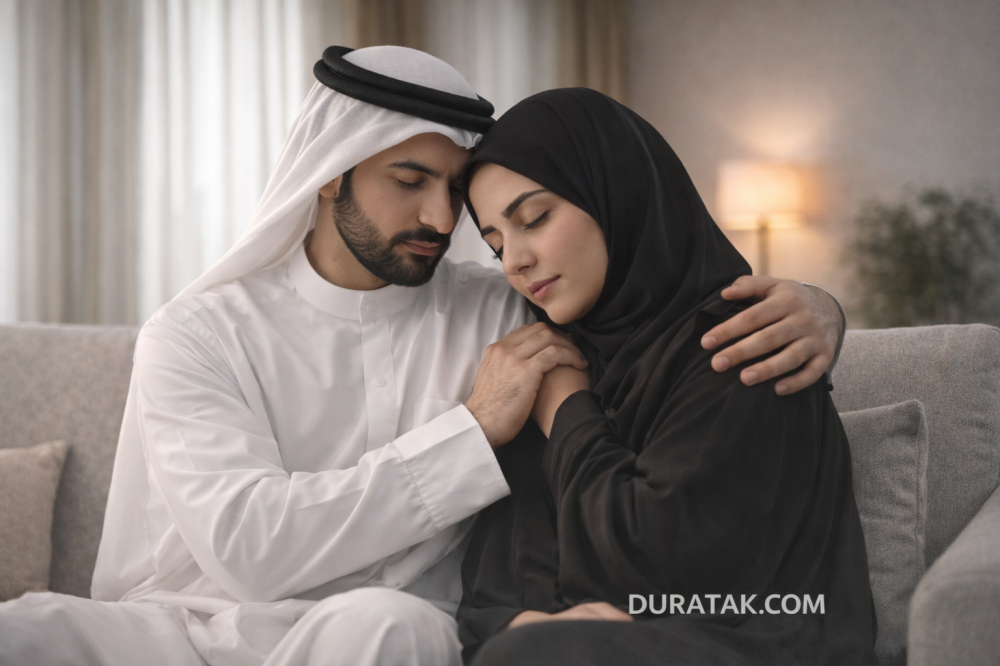 صورة لزوجين خليجيين تعكس الحاجة للتواصل والوعي في العلاقة الزوجية