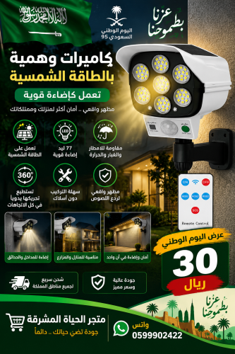 إضاءة على شكل كاميرا وهمية تعمل بالطاقة الشمسية