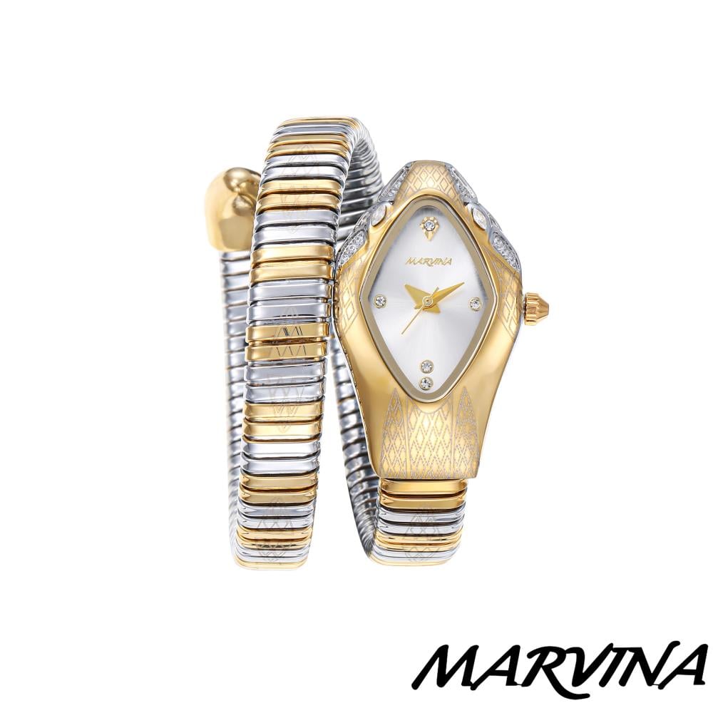ساعة MARVINA نسائي ثعبان فضي ذهبي