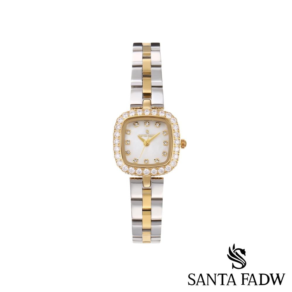 ساعة SANTA FADW نسائي فضي ذهبي مينا صدفي