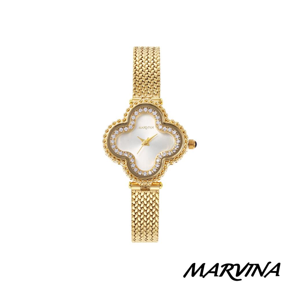 ساعة مارفينا نسائي ذهبي مينا ابيض