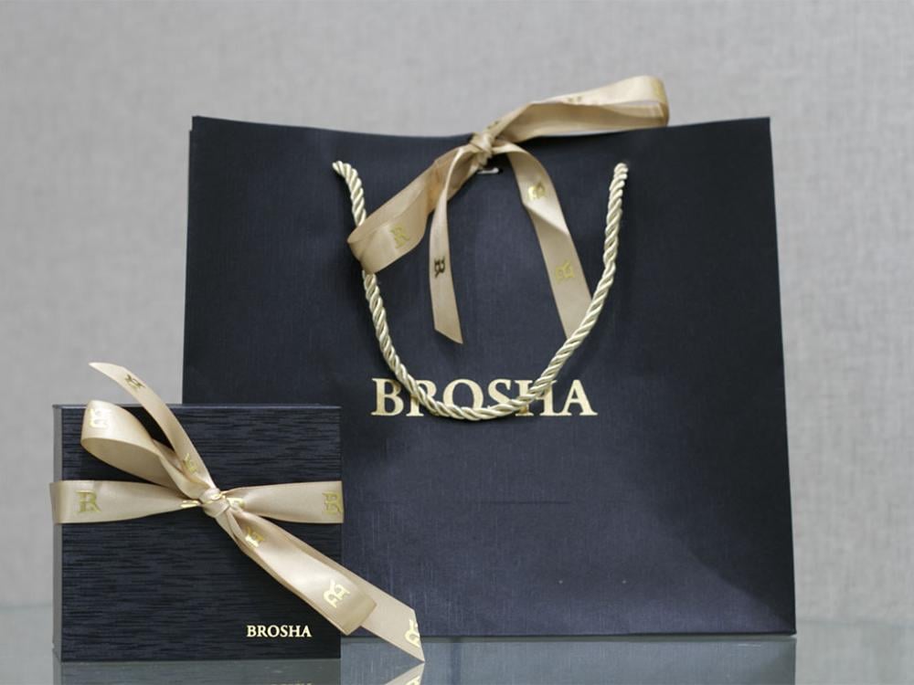 ساعة BROSHA استيل فضي ذهبي مينا ابيض