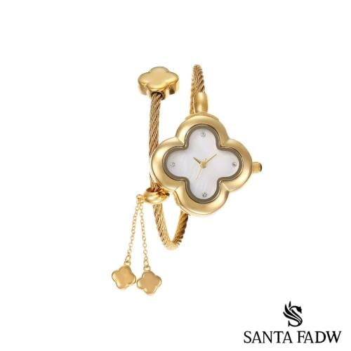 ساعة SANTA FADW نسائي ذهبي مينا صدفي