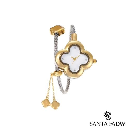 ساعة SANTA FADW نسائي فضي ذهبي مينا صدفي
