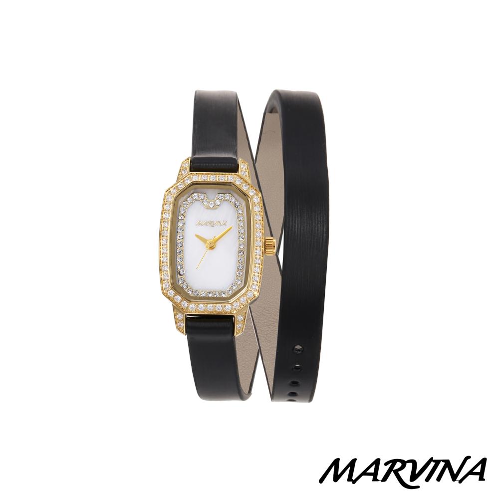 ساعة نسائي موديل مارفينا جلد اسود مدور