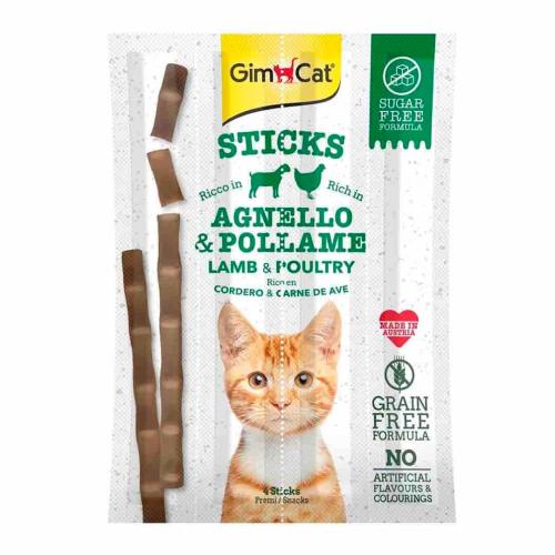 GimCat Sticks Lamp and Poultry - مكافأة للقطط على...