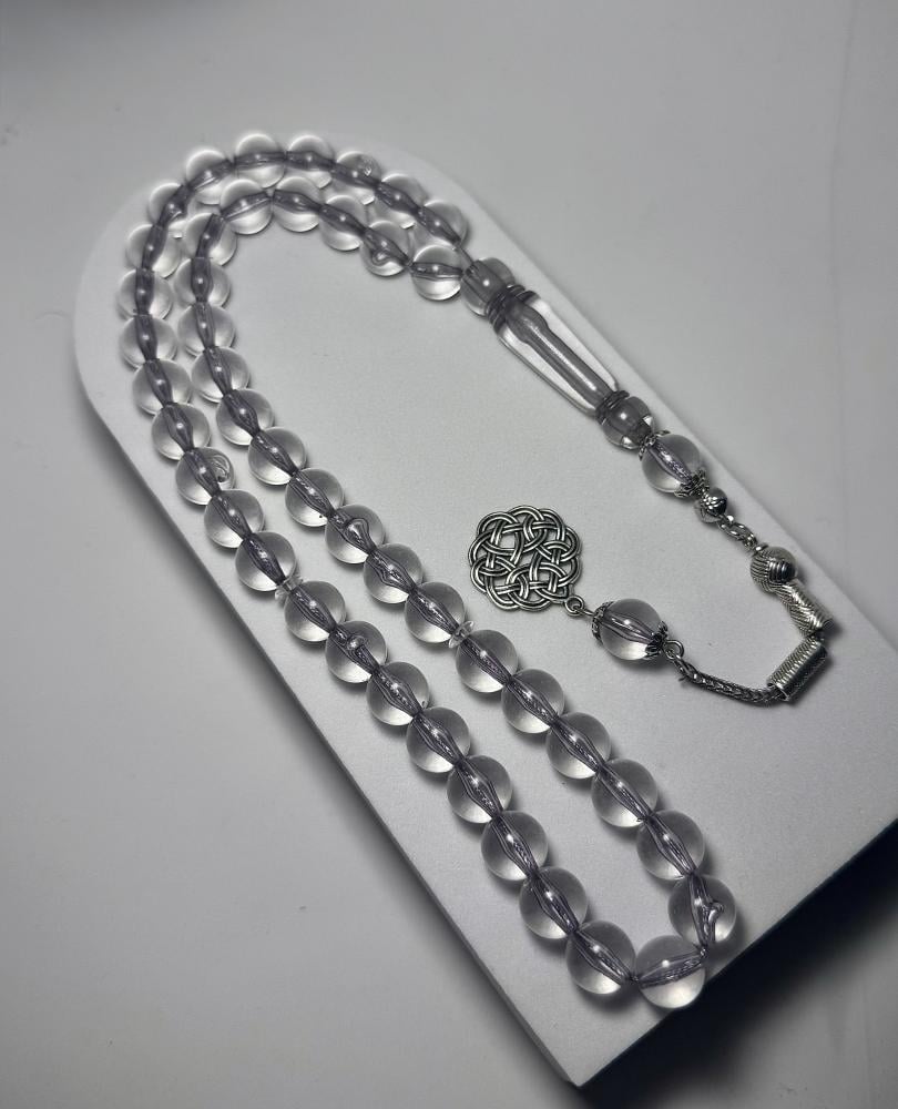 مسباح باللون شفاف - فضي - مع طربزونة