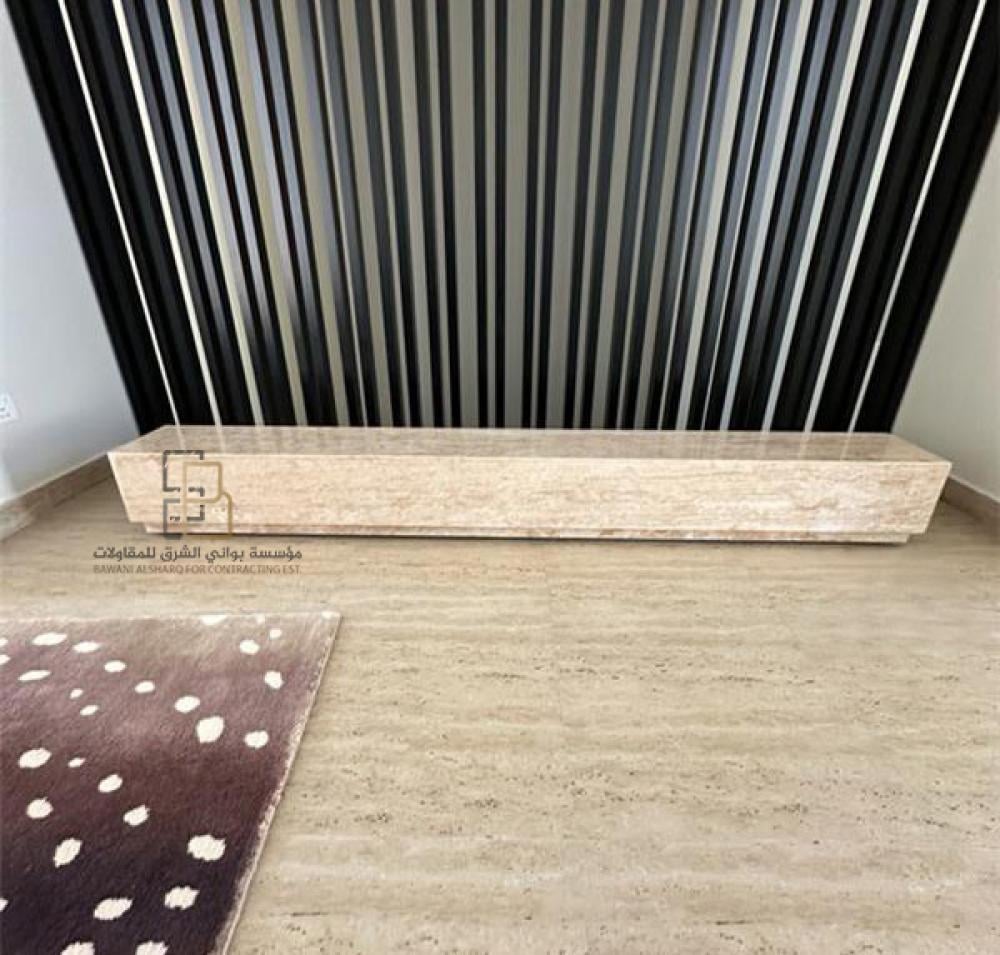 طاولة تلفزيون من رخام ترافنتينو بيج