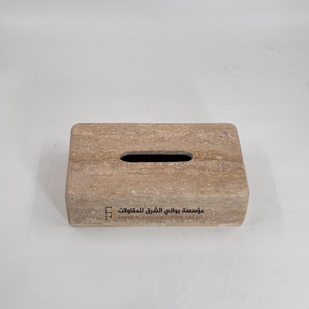 علبة مناديل مع قاعدة من الرخام الطبيعي قطعتين