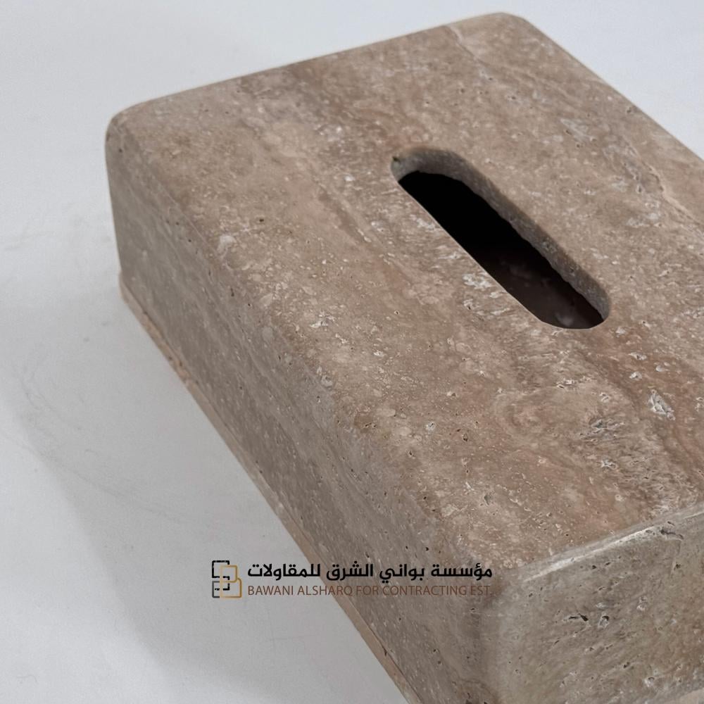 علبة مناديل مع قاعدة من الرخام الطبيعي قطعتين