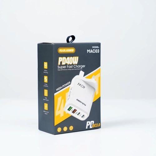 راس جداري بمنفذين USB + منفذين PD40W