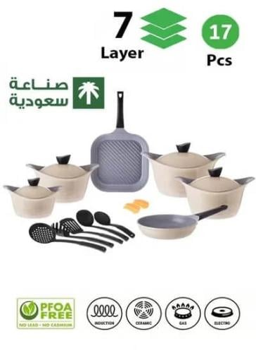 افضل قدور جرانيت للطبخ، طقم 17 قطعة، من بادريق لاه...