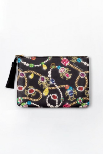 حقيبة كرستال بطبعة سوداء