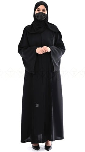 عباية كتف كم مربع بكسرات ناعمة من حرير نواعم الفاخ...