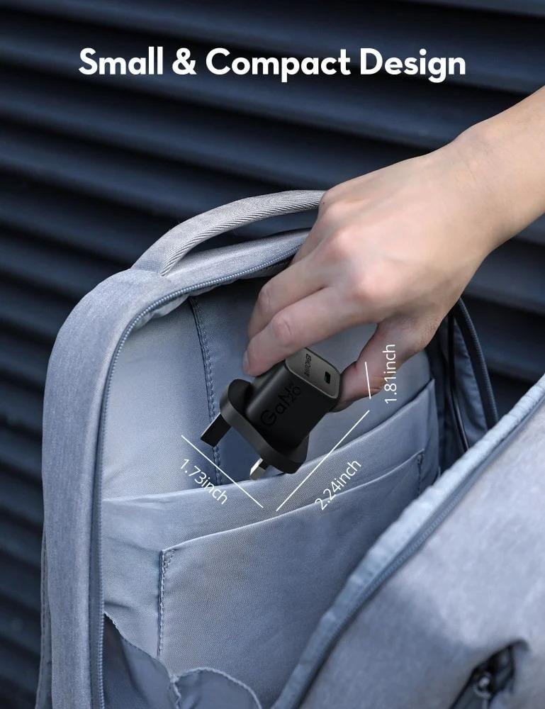 شاحن جداري راف باور بمنفذ تايب سي بقوة 20 واط - اسود