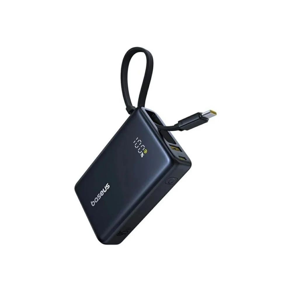 Baseus 10,000mAh 45W Power Bank with Built-in Type-C Cable - Black