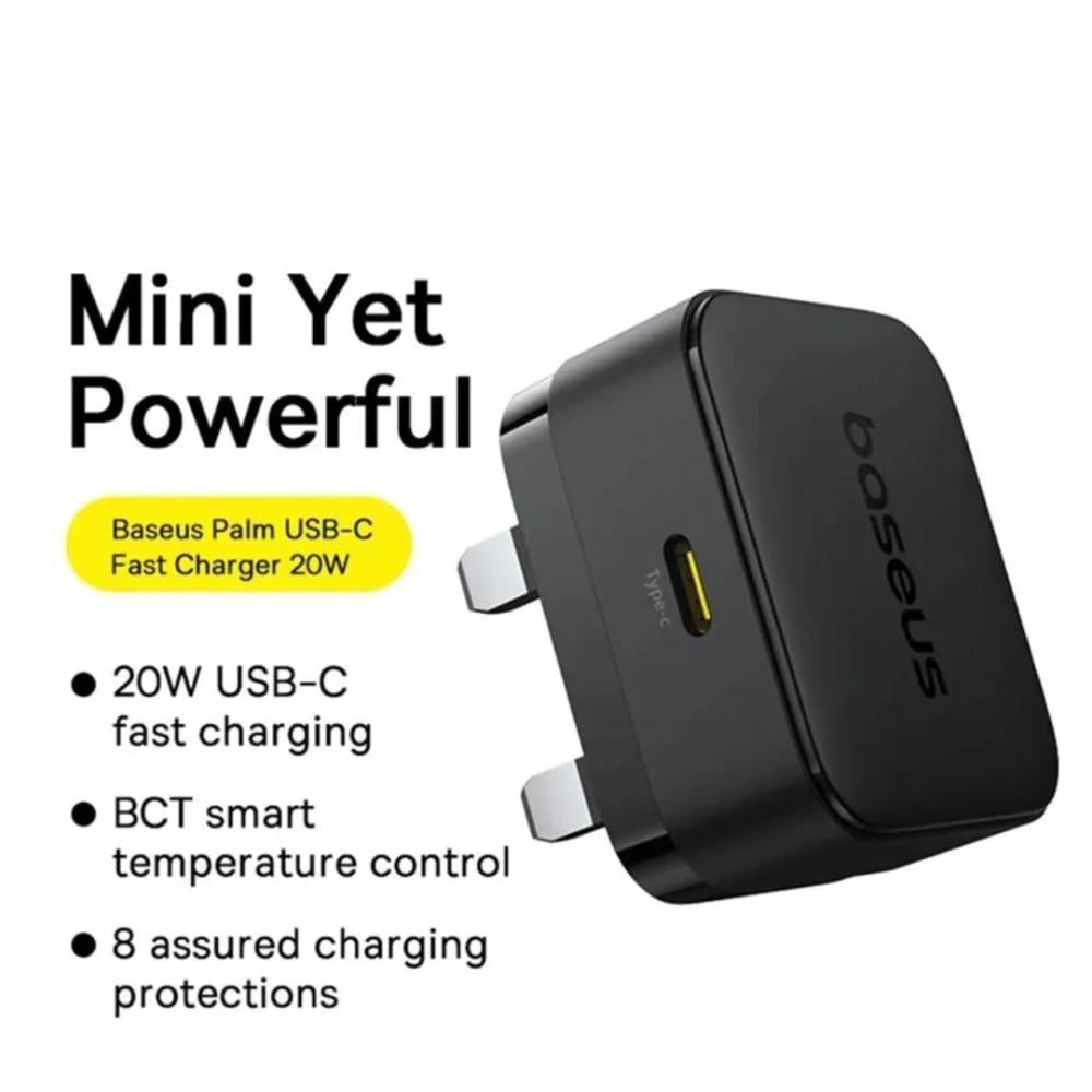 Baseus 20W Type-C Wall Plug with 60W Type-C to Type-C Cable - Black