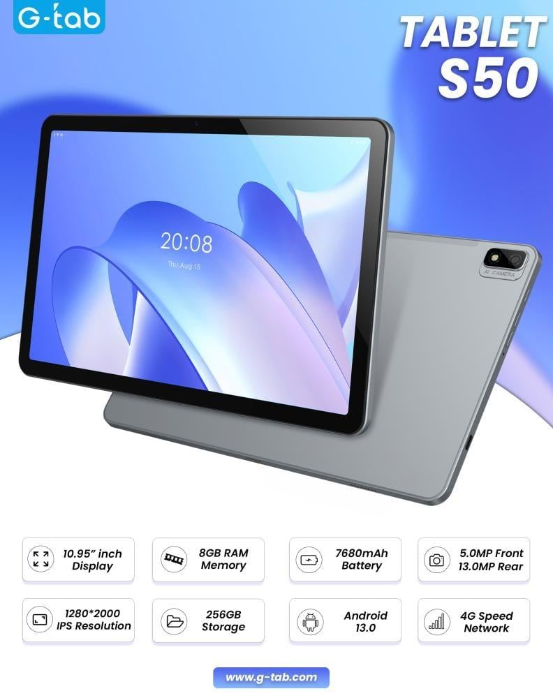 G-Tab S50 Tablet, 256GB Memory + 14GB RAM