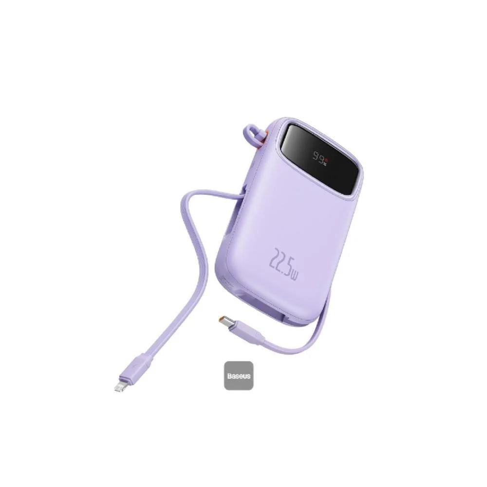 باور بانك بيسوس بعدة الوان بسعة 20000 مللي امبير بقوة 22.5 واط بكيبلين مدمجة ومنفذ تايب سي ومنفذ USB