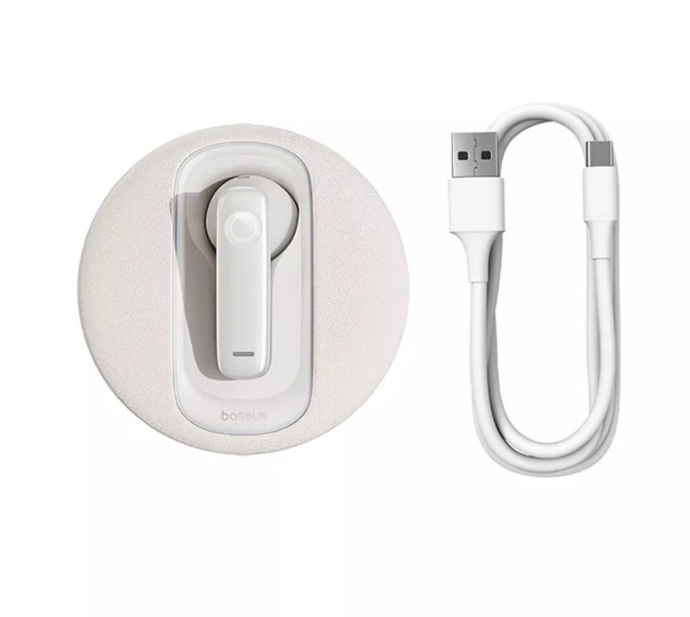 Baseus C-Mic Series CM10 سماعة بلوتوث ذكية من جانب واحد للسيارة (أبيض)