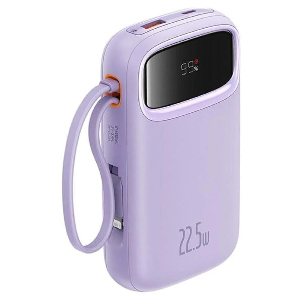 باور بانك بيسوس بعدة الوان بسعة 20000 مللي امبير بقوة 22.5 واط بكيبلين مدمجة ومنفذ تايب سي ومنفذ USB