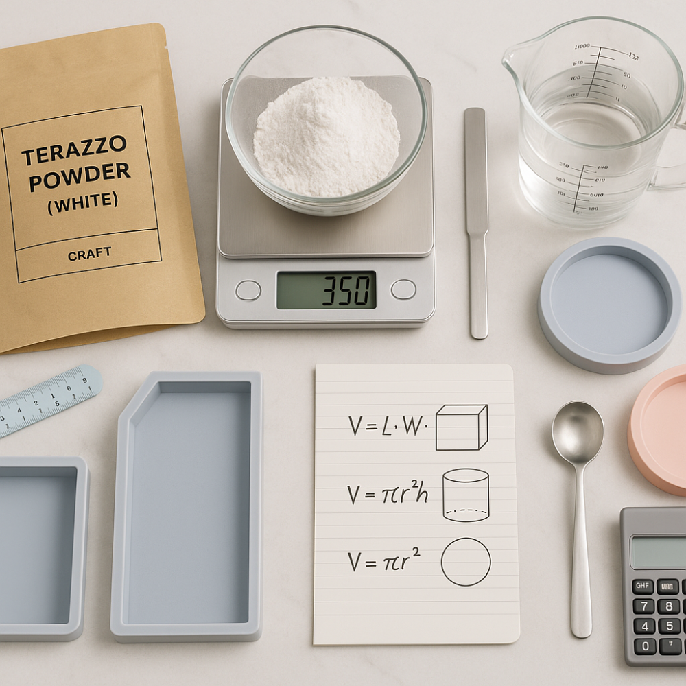 Calculating the amount of mix for any mold using Kraft Terrazzo Powder